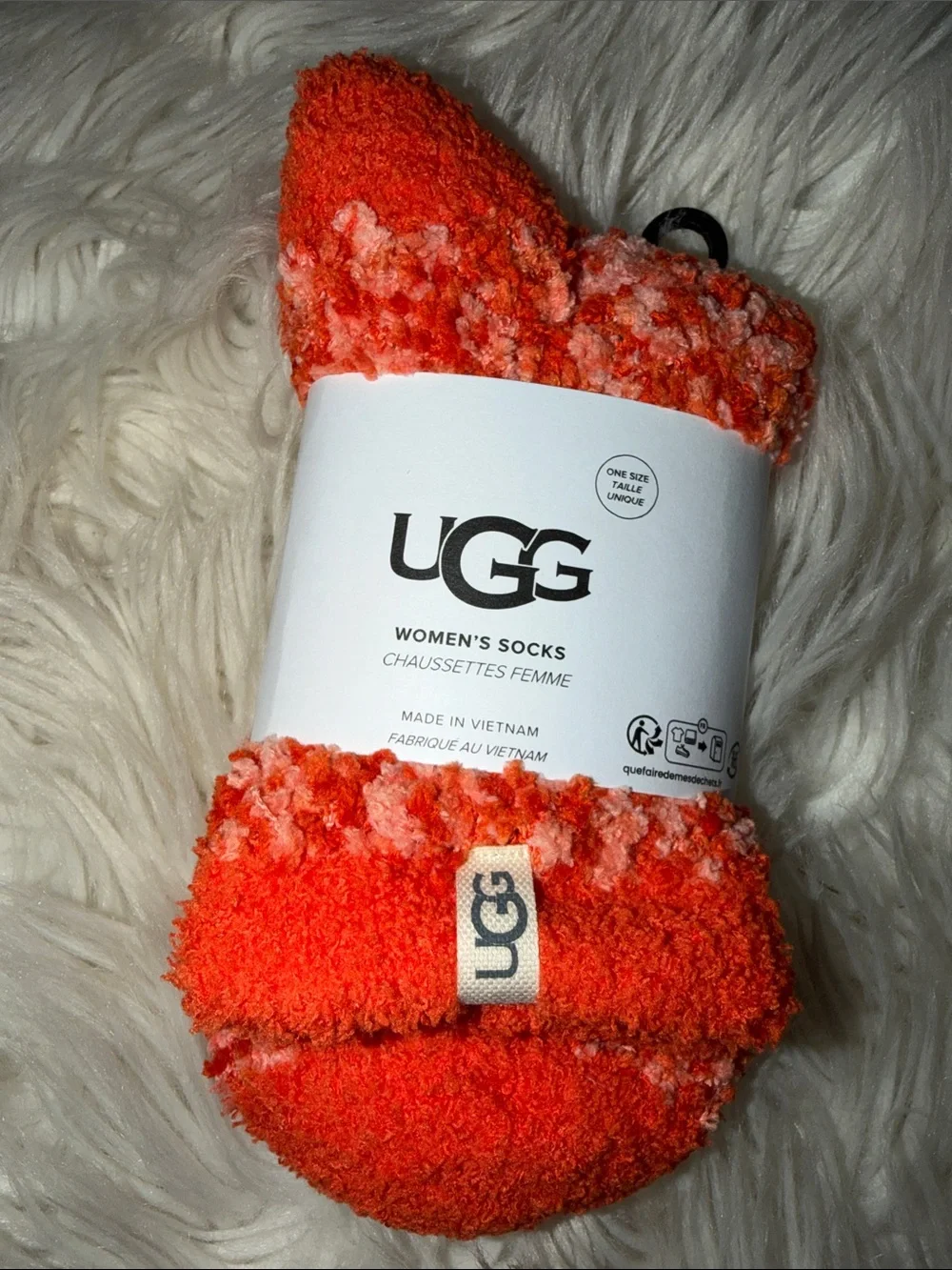 UGG Women's Plush Orange Fuzzy Socks